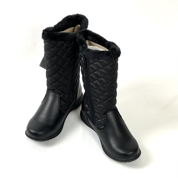 New Totes Jade Black Quilted Mid-Calf Winter Boot 8 - Picture 5 of 9